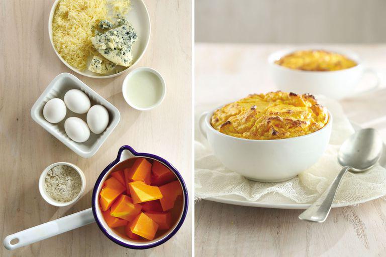 Soufflé de calabaza y queso azul